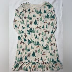 Disney Holiday Christmas Print Long Sleeve Dress Kids Size 7/8 Mickey & Friends